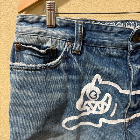 Men’s Size 36 BBC Billionaire Boys Club Run Dog Ice Cream Distressed Jean Shorts - Picture 2 of 16